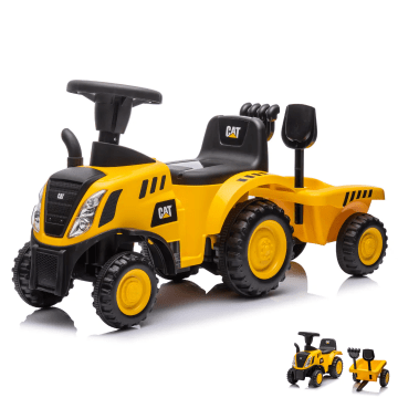 CAT Tractor Loopauto met Aanhanger - Geel